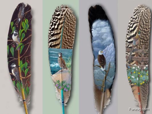 Amazing Feather Paintings Art