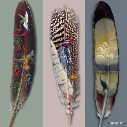Amazing Feather Paintings Art