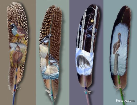 Amazing Feather Paintings Art