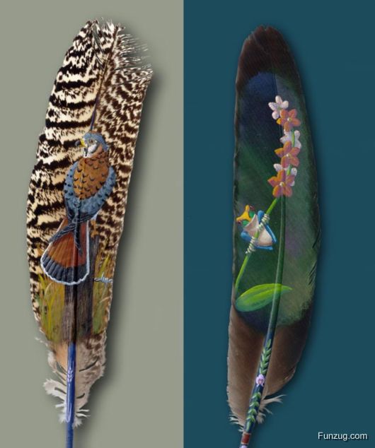Amazing Feather Paintings Art