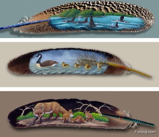 Amazing Feather Paintings Art