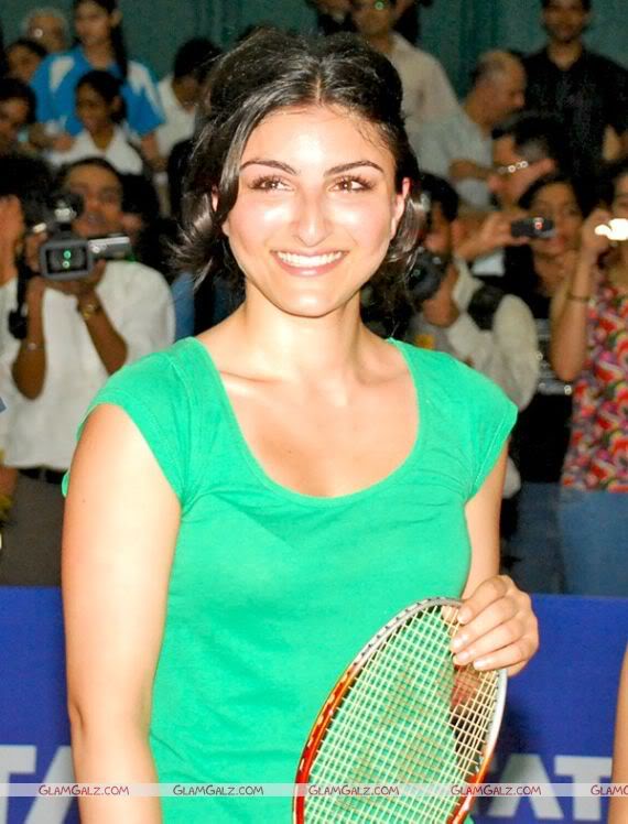 Deepika Padukone and Soha Ali Khan at the first Tata Badminton
